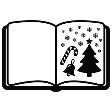 Open Christmas Story Book Illustration