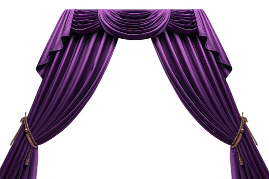 Luxurious deep purple theater curtains with draped top