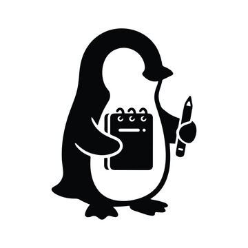 Penguin Holding Candle Illustration