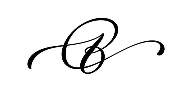 Letter B calligraphy logo. Handwritten script initial isolated.