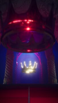 Seamless Infinite Camera Loop Passing Through Ornate Pillars Shrine with Levitating Crown