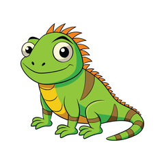 Fototapeta premium Cute green iguana character vector illustration isolated on white background