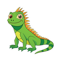 Fototapeta premium Cute green iguana character vector illustration isolated on white background