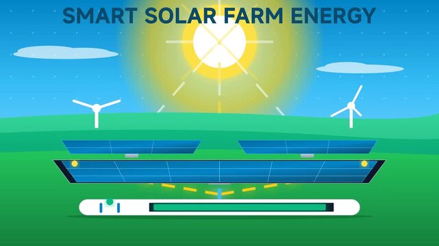 Sustainable Green Energy Landscape with Solar Panels, Wind Turbines, and Battery Storage System for Renewable Power