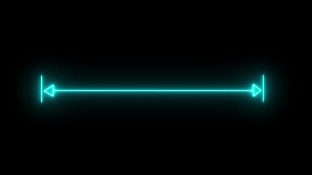 glowing neon measuring distance length dotted line animation, on black background.4k motion graphics video