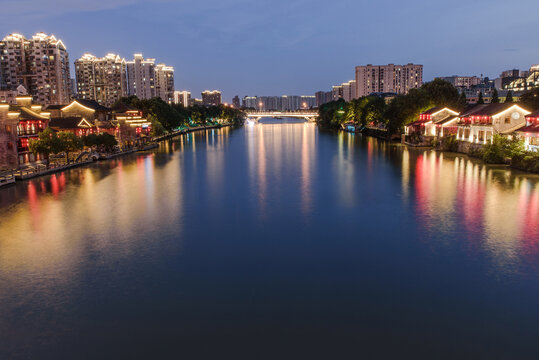 Night Cityscape of the Gongchen Bridge Section, Hangzhou, Zhejiang, China