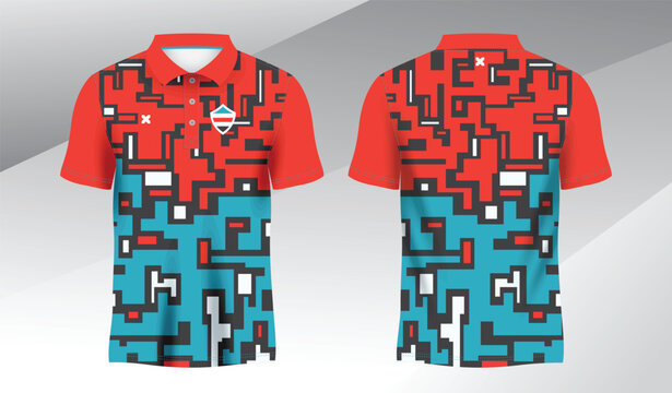 full colorful background polo sport shirt sublimation jersey template