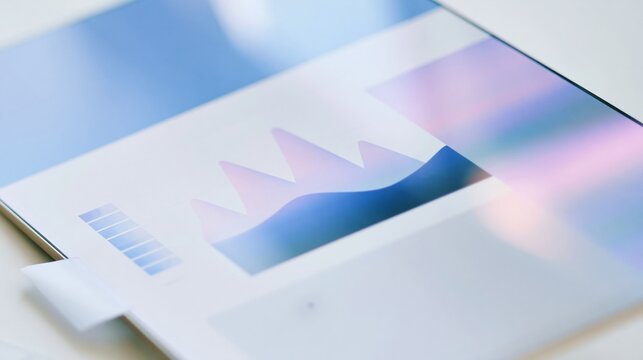 Financial reporting dashboard with a glossy finish and colorful data charts, featuring a clean mockup template with copy space for company performance reports