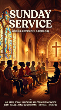 Sunday Service Church Community Poster Template
