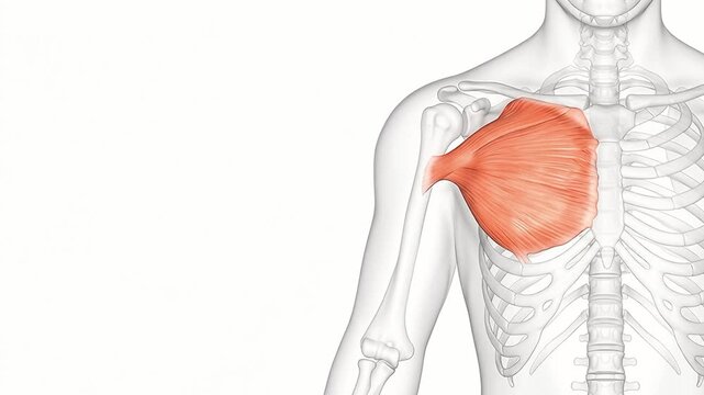 3D Medical Illustration of Human Pectoralis Major Muscle Anatomy
