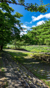 Riverbank Promenade Trail for Cycling and Fishing along Houki River in Shiobara Onsen, Nasushiobara, Tochigi, Japan