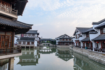 Fototapeta premium Architectural Landscape of Chunqiu Yancheng Tourist Area, Changzhou, Jiangsu, China