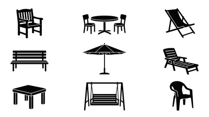 Fototapeta premium Outdoor furniture set in black.