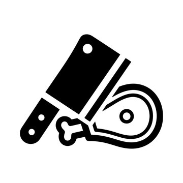 Butcher cleaver and meat bone illustration graphic with culinary restaurant chopping slaughter preparation barbecue