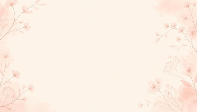Abstract Floral Silhouette Botanical Line Blush Cream Banner Background Soft