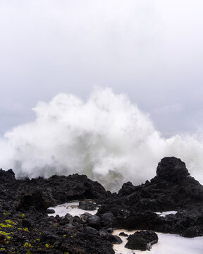 Storm crashes into the shore in Azores