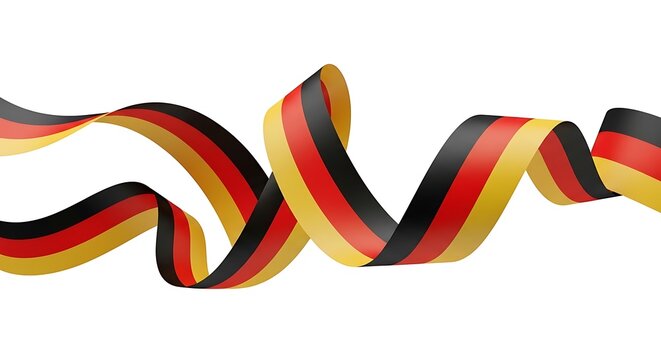 Wavy ribbon with german flag colors isolated on white background