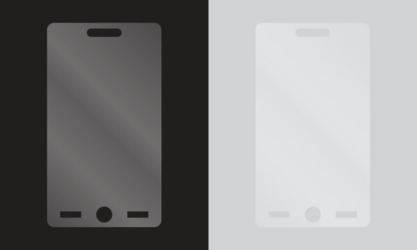 Tempered glass screen protector vector mockup for smartphone isolated on dark and light background.