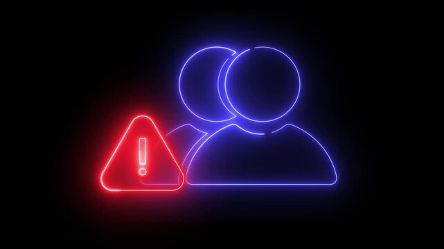 Glowing warning icon near user silhouettes