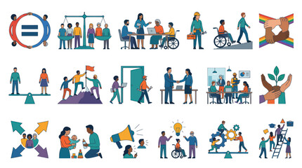 Fototapeta premium Diversity and Inclusion Concepts - Flat Style Icons