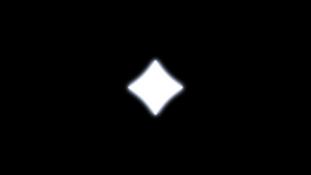Twinkling star set Hand drawn shining stars. Set of animated cartoon white sparkles in doodle style on transparent black background. Glow twinkle movement timeline, energy explosion. 4K video.