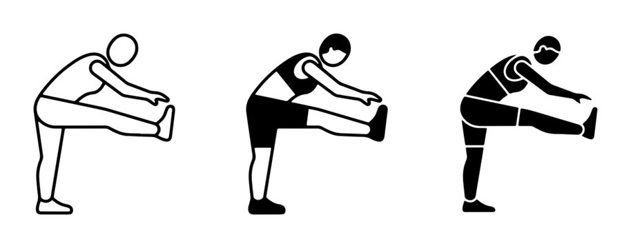 Fitness Icons: Seated Hamstring Stretch, Yoga Pose, Workout Silhouette, Exercise Illustration, Healthy Lifestyle Graphic