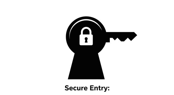 Secure entry keyhole and key icon.
