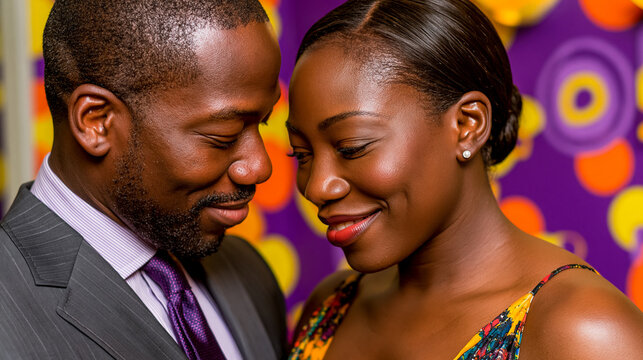 Close-up portrait of an affectionate african american couple sharing a romantic moment