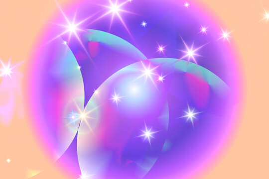 ethereal purple pink and blue abstract background with flowing organic curves layered translucent forms luminous gradients sparkling stars and glowing light effects creating a sophisticated magical