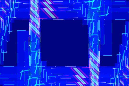 abstract blue neon technology background with vibrant pink light trails digital geometric patterns glowing lines futuristic structures and electronic textures creating a modern cyber inspired backdrop