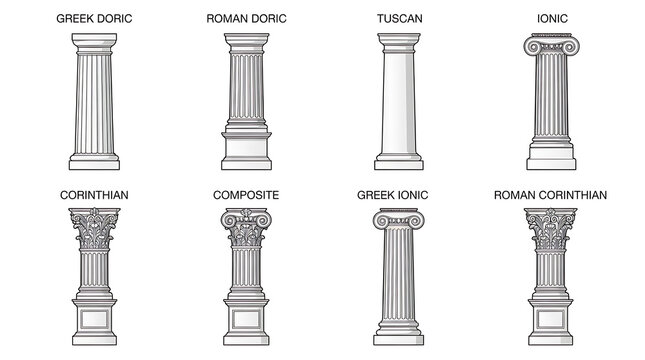Eight classical architectural column styles greek doric roman doric tuscan ionic architecture