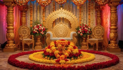 Fototapeta premium Bright and Colorful Indian Celebration Festive Wallpaper