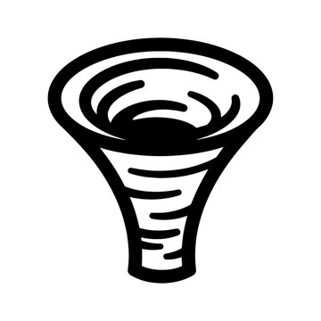 Graphic icon of a funnel vortex flow with whirlpool abstract rotation centrifuge isolated negative