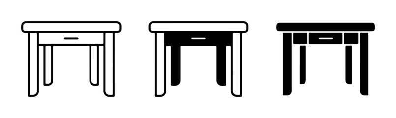 Fototapeta premium Minimalist Table Icons, Simple Desk Vector Graphics, Modern Furniture Symbols for Interior Design and Office Concepts