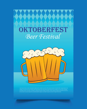 Oktoberfest poster, banner, flyer and template design. Oktoberfest beer festival flyer posters cover template design with beer mug. Germany colors festive background.