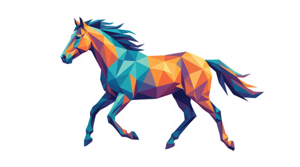 Obraz premium Low Poly Geometric Running Horse Illustration