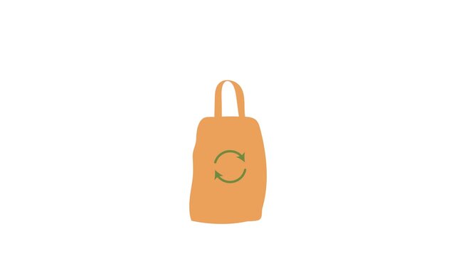 Reusable tote bag for shopping, cotton fabric bag, no plastic lifestyle, zero waste concept, with alpha channel or transparent background