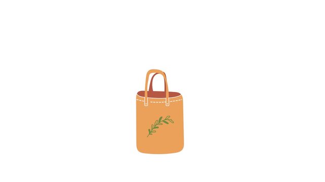 Reusable tote bag for shopping, cotton fabric bag, no plastic lifestyle, zero waste concept, with alpha channel or transparent background