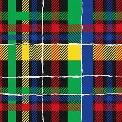Fototapeta premium Colorful Distressed Tartan Pattern