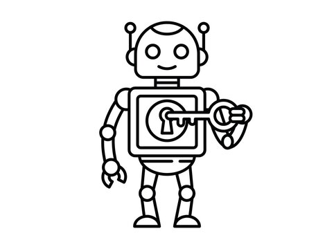 Robot holding digital key illustration
