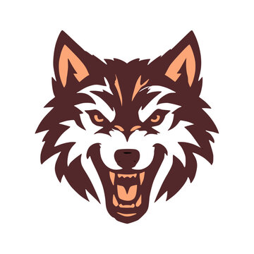 Angry Red Wolf Face Mascot