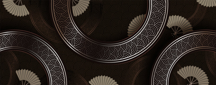 Chinese New Year. Beautiful illustration with circles. Pattern based on traditional art