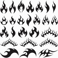 Naklejka premium Black Flame Silhouette Vector Collection