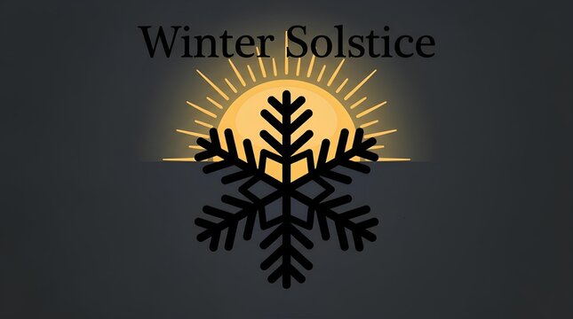 Winter Solstice symbol with snowflake and sun rays.