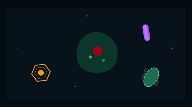 Abstract Microscopic Organisms Floating in Dark Space.