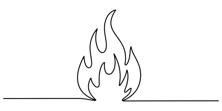 Continuous single line drawing of a fire flame icon