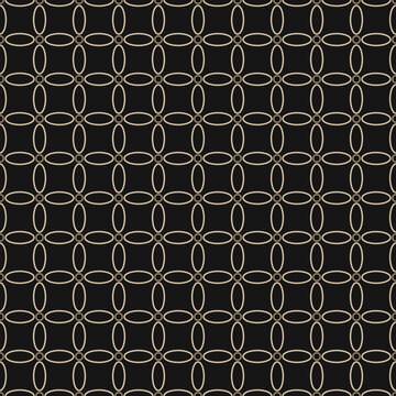 Geometric seamless pattern, black and beige overlapping oval lines, seamless geometric background, linear interlocking circles, elegant modern wallpaper, luxury vector texture design