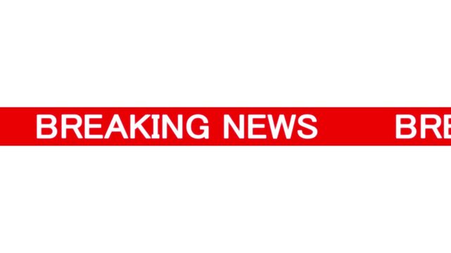 Animated 4K breaking news lower third banner graphic with editable TV headline overlay loop