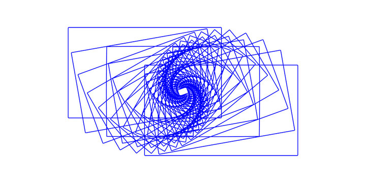 Abstract blue spiral pattern made of dashed lines