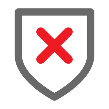 vector red cross mark with shield